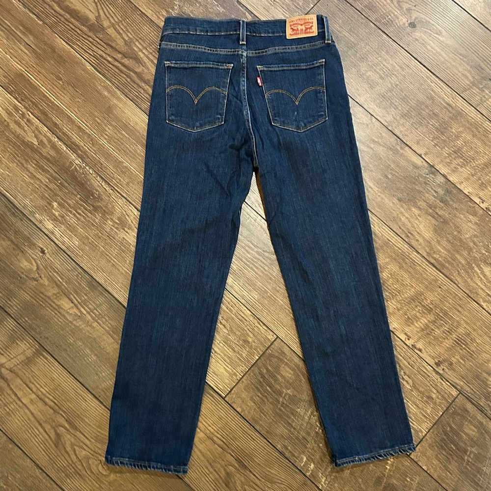 Levi's 724 High Rise Dark Indigo Straight Crop Jeans